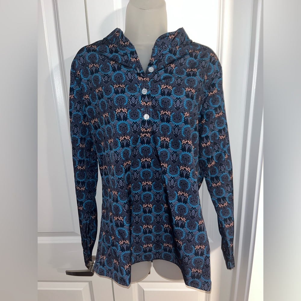 Unbranded Dark Blue / Grey / Pink / Black Fancy Designed Blouse - Size Medium